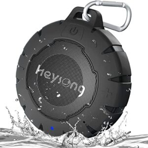 heysong small shower speaker, ip67 waterproof speakers, 15h playtime, stereo pairing, lightweight portable speaker for pool, beach, hiking, boat, kayak accessories