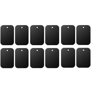 mount metal plate（12pack） for magnetic car mount phone holder with full adhesive for phone magnet, magnetic mount, car mount magnet-12x rectangular (black)