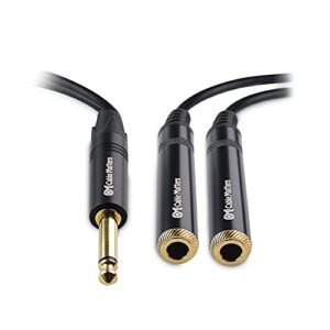 Cable Matters 2-Pack TS Male to 2X TS Female 1/4 Splitter Cable (6.35mm Splitter Cable) in Black - 0.2m / 6 Inches