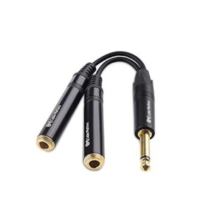 Cable Matters 2-Pack TS Male to 2X TS Female 1/4 Splitter Cable (6.35mm Splitter Cable) in Black - 0.2m / 6 Inches