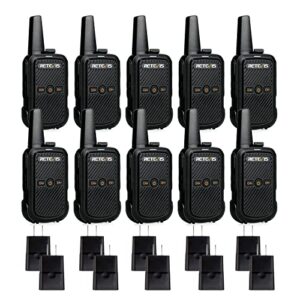 retevis rt15 walkie talkies rechargeable long range, mini 2 way radios, usb fast charging, hands-free, for restaurant retail healthcare(10 pack)