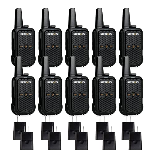 Retevis RT15 Walkie Talkies Rechargeable Long Range, Mini 2 Way Radios, USB Fast Charging, Hands-Free, for Restaurant Retail Healthcare(10 Pack)