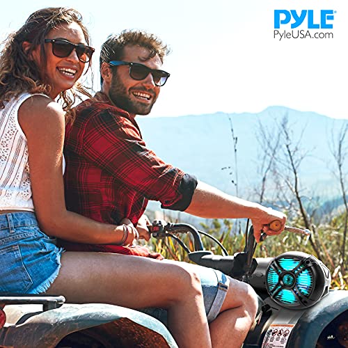 Pyle Marine ATV Powered Speakers - 4.0 Wireless Bluetooth, 800 Watt, Color Changing LED Lights, IP44 Waterproof, 6.5“ Dual Audio Sound System for UTV, Golf Carts, Jetski and Snowmobile - PLATV65BT