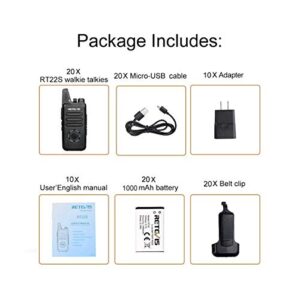 Retevis RT22S 2 Way Radios, Portable and Mini Walkie Talkies for Adults, Channel Display, Hands Free Two Way Radios Rechargeable for Daycare Business Warehouse Retail Church(20 Pack)