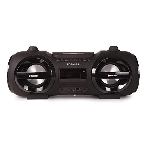 Toshiba Wireless Bluetooth Boombox Speaker: Portable CD Boom Box with FM Radio, Remote & LED Lights