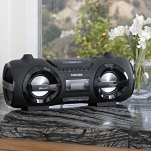 Toshiba Wireless Bluetooth Boombox Speaker: Portable CD Boom Box with FM Radio, Remote & LED Lights