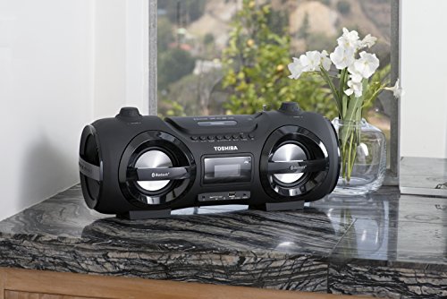 Toshiba Wireless Bluetooth Boombox Speaker: Portable CD Boom Box with FM Radio, Remote & LED Lights