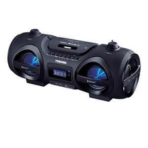 Toshiba Wireless Bluetooth Boombox Speaker: Portable CD Boom Box with FM Radio, Remote & LED Lights