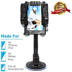 NEM Universal 3-in-1 Car Cell Phone Holder, Windshield Long Arm Phone Holder, Dashboard, Air Vent, Stand with Photo Frame for iPhone 12/11/X/8/7/7P/6s/6P/5S,Galaxy S5/S6/S7/S8/S9,Google,LG,Huawei