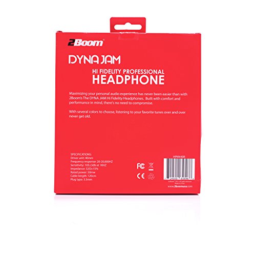 2BOOM Dyna Jam Over Ear Hipster Foldable Stereo Wired Headphone Microphone Headset Red