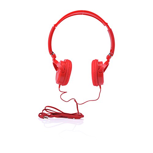 2BOOM Dyna Jam Over Ear Hipster Foldable Stereo Wired Headphone Microphone Headset Red