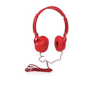 2BOOM Dyna Jam Over Ear Hipster Foldable Stereo Wired Headphone Microphone Headset Red