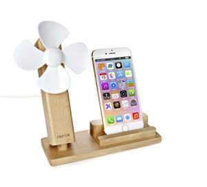 morjava z-10 desktop wooden phone stand detachable adjustable portable mini usb fan 2 in 1 creative solid wood phone stand for ipad iphone -light