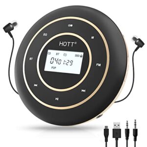 hott c105 portable cd player for car with bluetooth and fm transmitter rechargeable compact cd player with touch button backlight display for home