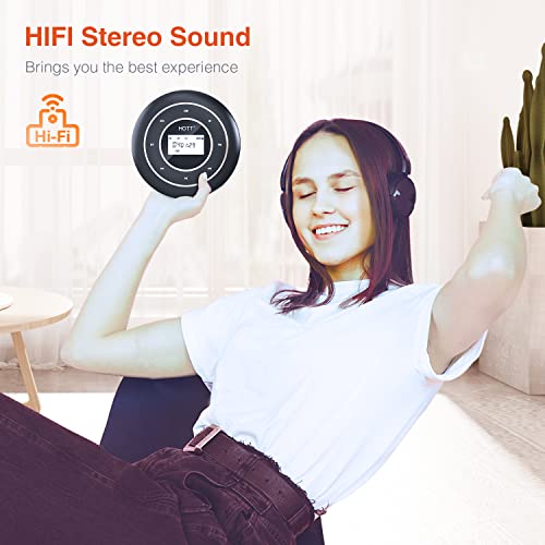 HOTT C105 Portable CD Player for Car with Bluetooth and FM Transmitter Rechargeable Compact CD Player with Touch Button Backlight Display for Home