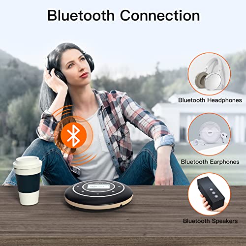 HOTT C105 Portable CD Player for Car with Bluetooth and FM Transmitter Rechargeable Compact CD Player with Touch Button Backlight Display for Home