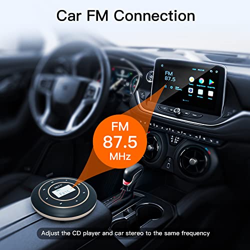 HOTT C105 Portable CD Player for Car with Bluetooth and FM Transmitter Rechargeable Compact CD Player with Touch Button Backlight Display for Home