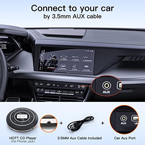 HOTT C105 Portable CD Player for Car with Bluetooth and FM Transmitter Rechargeable Compact CD Player with Touch Button Backlight Display for Home