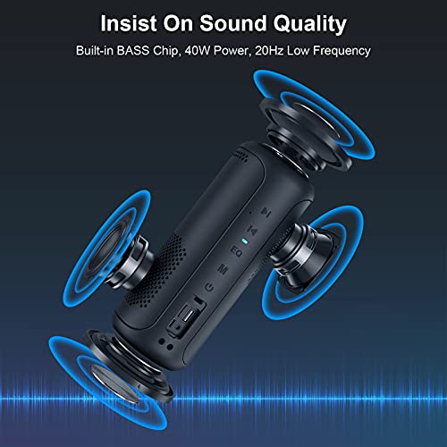 Ortizan Portable Bluetooth Speaker, 40W Loud Stereo Sound, IPX7 Waterproof Bluetooth Speakers with Bluetooth 5.0, Dual Pairing, 15H Playtime, Power Bank Function for Party