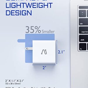 USB C Wall Charger, Aergiatech 60W PD 3.0 PPS GaN Charger, USB C Fast Charger Block Dual Port with Foldable Plug for MacBook Air, iPad Air/Pro, iPhone 13 Pro Max, Galaxy S22+/S22 Ultra, Pixel, White