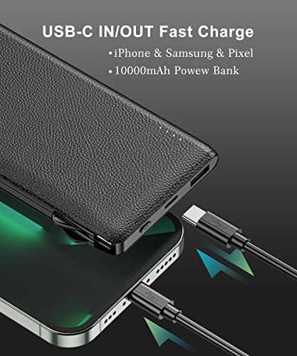 Portable Phone Charger Power Bank 10000mAh Built in Cables Slim Battery Pack USB C Fast Charging External Backup Battery Compact Travel Charger With Cords for iPhone 14/13/12/11/XS/XR/8/7/6,Samsung