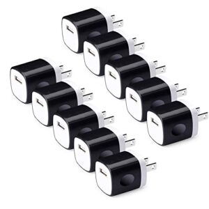 wall charger cube, usb plugs 10pack, hootek 1a/5v single port usb charger wall plug fast charging block cube box adapter for iphone 14/13/12 pro max/11/xs/xr/x/8 plus/se, samsung galaxy, lg, htc, moto