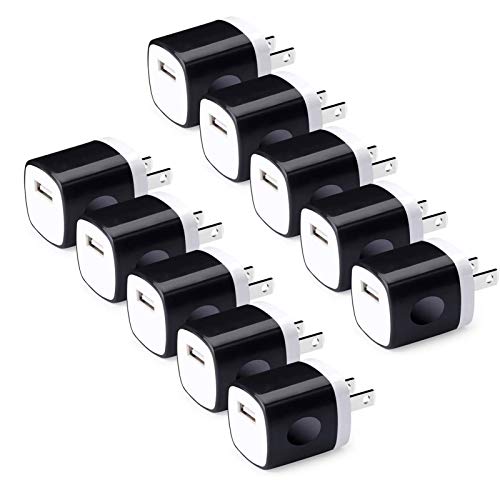 Wall Charger Cube, USB Plugs 10Pack, HOOTEK 1A/5V Single Port USB Charger Wall Plug Fast Charging Block Cube Box Adapter for iPhone 14/13/12 Pro Max/11/XS/XR/X/8 Plus/SE, Samsung Galaxy, LG, HTC, Moto