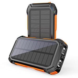 solar charger 26800mah power bank: hiluckey 3a usb c fast charging portable phone charger camping external battery pack with 3 outputs for iphone samsung tablet