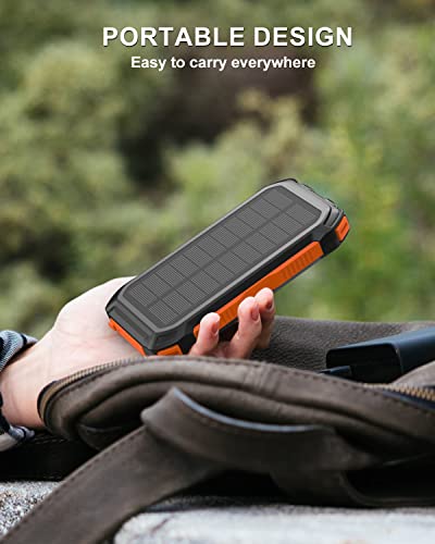 Solar Charger 26800mAh Power Bank: Hiluckey 3A USB C Fast Charging Portable Phone Charger Camping External Battery Pack with 3 Outputs for iPhone Samsung Tablet