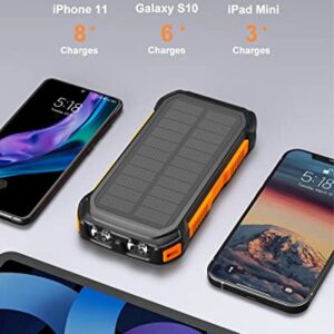 Solar Charger 26800mAh Power Bank: Hiluckey 3A USB C Fast Charging Portable Phone Charger Camping External Battery Pack with 3 Outputs for iPhone Samsung Tablet