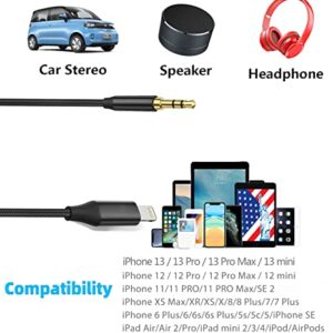 Wahbite Lightning to 3.5mm Audio Cable Compatible with iPhone 14/13/12/11/XR/XS/X/8/7/6 Plus/SE 2, iPad