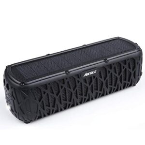 ABFOCE Solar Bluetooth Speaker Portable Outdoor Bluetooth IPX6 Waterproof Speaker with 5000mAh Power Bank,60 Hours Play Time Dual Speaker with Mic, Stereo Sound with Bass Home Wireless Speaker-Black