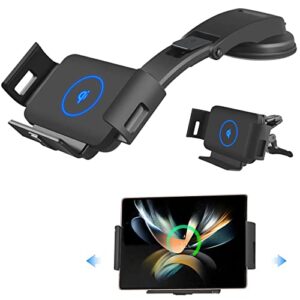 wireless car charger mount compatible for samsung galaxy s23 ultra/z fold 4/z fold 3/s22 ultra/s21,10w car phone holder for iphone 14 pro max 13 12 11 series, auto clamp air vent galaxy fold car mount