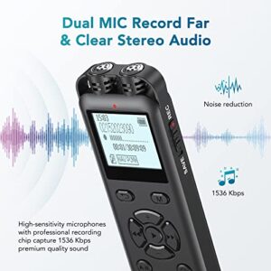 64GB Digital Voice Recorder for Lectures Meetings,Timing Recording Voice Activated Recorder Device with Playback, Upgraded Small Tape Recorder Audio Recorder USB Charge