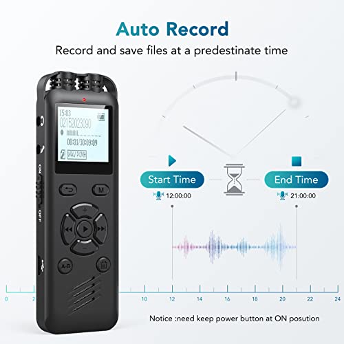 64GB Digital Voice Recorder for Lectures Meetings,Timing Recording Voice Activated Recorder Device with Playback, Upgraded Small Tape Recorder Audio Recorder USB Charge