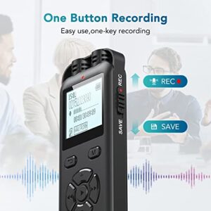 64GB Digital Voice Recorder for Lectures Meetings,Timing Recording Voice Activated Recorder Device with Playback, Upgraded Small Tape Recorder Audio Recorder USB Charge