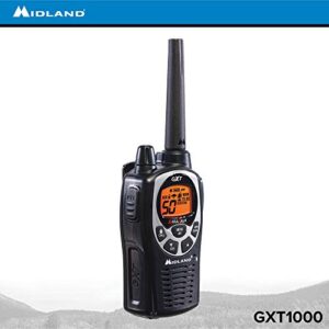 Midland GXT1000 GMRS Walkie Talkie - Long Range Two Way Radio with NOAA Weather Scan + Alert, 50 Channels, and 142 Privacy Codes (Black/Silver, 10 Radios)