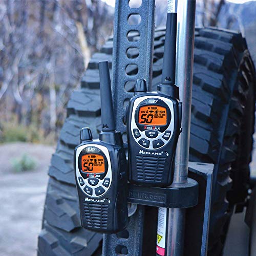 Midland GXT1000 GMRS Walkie Talkie - Long Range Two Way Radio with NOAA Weather Scan + Alert, 50 Channels, and 142 Privacy Codes (Black/Silver, 10 Radios)