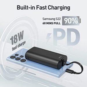 iWALK LinkPod Y2 Portable Charger USB-C with Built-in 18W PD Fast Charging Cable & LED Display, 9600mAh[2023 Upgrade]PD Small Battery Pack Power Bank Compatible with Samsung S23, S22, Pixel 7,LG,Note