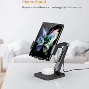 MAKAQI Wireless Charging Station for Z Fold 4/3/2, [3 Coils] 2 in 1 Fast Wireless Charger Stand for Samsung Galaxy Z Fold Series, Galaxy Buds 2 Pro/Buds Pro/Buds 2 / Buds Live