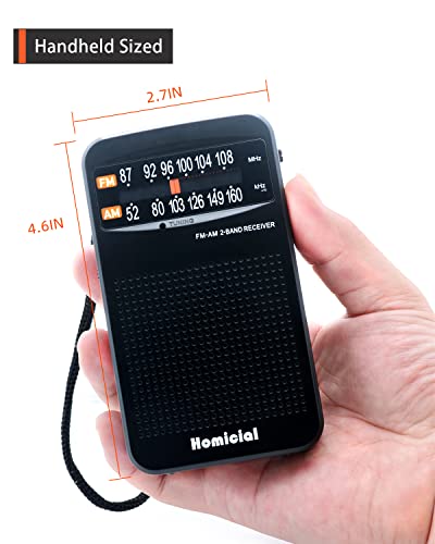 Battery Operated Transistor Radio, AM/FM Pocket Radio with Loud Speaker, Earphone Jack, Best Reception Long Antenna for Walking, Running, Camping, Jogging – Portable Radios Powered by 2 AA Batteries