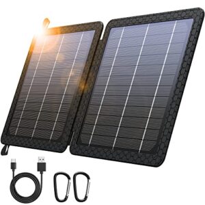 blavor 10w portable solar charger(5v/2a max), waterproof ip65 foldable solar panel with dual smart usb output compatible with iphone xs/x/8/7, ipad, samsung for outdoor hiking camping backpacking