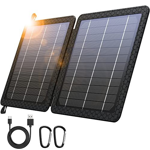 BLAVOR 10W Portable Solar Charger(5V/2A Max), Waterproof IP65 Foldable Solar Panel with Dual Smart USB Output Compatible with iPhone Xs/X/8/7, iPad, Samsung for Outdoor Hiking Camping Backpacking