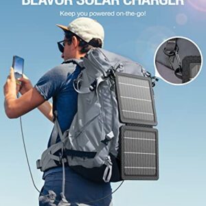 BLAVOR 10W Portable Solar Charger(5V/2A Max), Waterproof IP65 Foldable Solar Panel with Dual Smart USB Output Compatible with iPhone Xs/X/8/7, iPad, Samsung for Outdoor Hiking Camping Backpacking