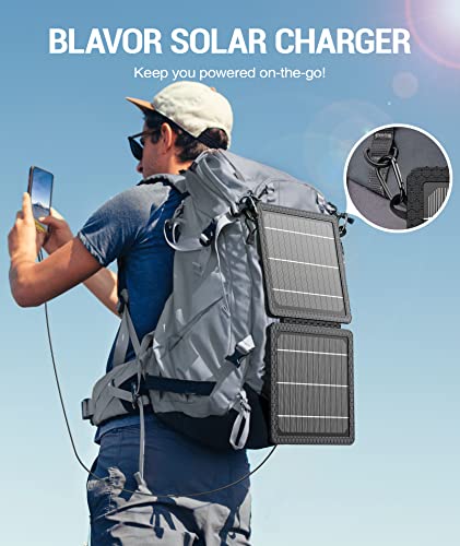 BLAVOR 10W Portable Solar Charger(5V/2A Max), Waterproof IP65 Foldable Solar Panel with Dual Smart USB Output Compatible with iPhone Xs/X/8/7, iPad, Samsung for Outdoor Hiking Camping Backpacking