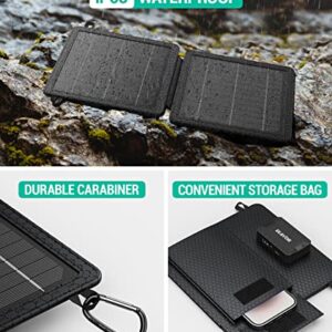 BLAVOR 10W Portable Solar Charger(5V/2A Max), Waterproof IP65 Foldable Solar Panel with Dual Smart USB Output Compatible with iPhone Xs/X/8/7, iPad, Samsung for Outdoor Hiking Camping Backpacking