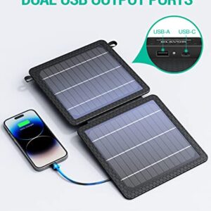 BLAVOR 10W Portable Solar Charger(5V/2A Max), Waterproof IP65 Foldable Solar Panel with Dual Smart USB Output Compatible with iPhone Xs/X/8/7, iPad, Samsung for Outdoor Hiking Camping Backpacking