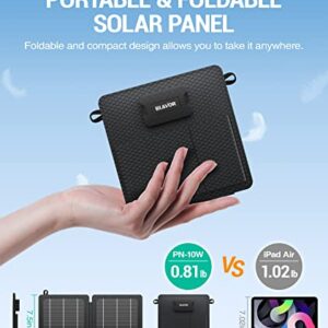 BLAVOR 10W Portable Solar Charger(5V/2A Max), Waterproof IP65 Foldable Solar Panel with Dual Smart USB Output Compatible with iPhone Xs/X/8/7, iPad, Samsung for Outdoor Hiking Camping Backpacking