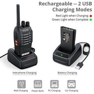 Proster Rechargeable Walkie Talkies 1 Pair, 16 Channel Long Range Two Way Radios with USB Charger Earpiece Mic, Handheld Walky Talky Transceiver 2 Pack