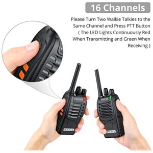 Proster Rechargeable Walkie Talkies 1 Pair, 16 Channel Long Range Two Way Radios with USB Charger Earpiece Mic, Handheld Walky Talky Transceiver 2 Pack